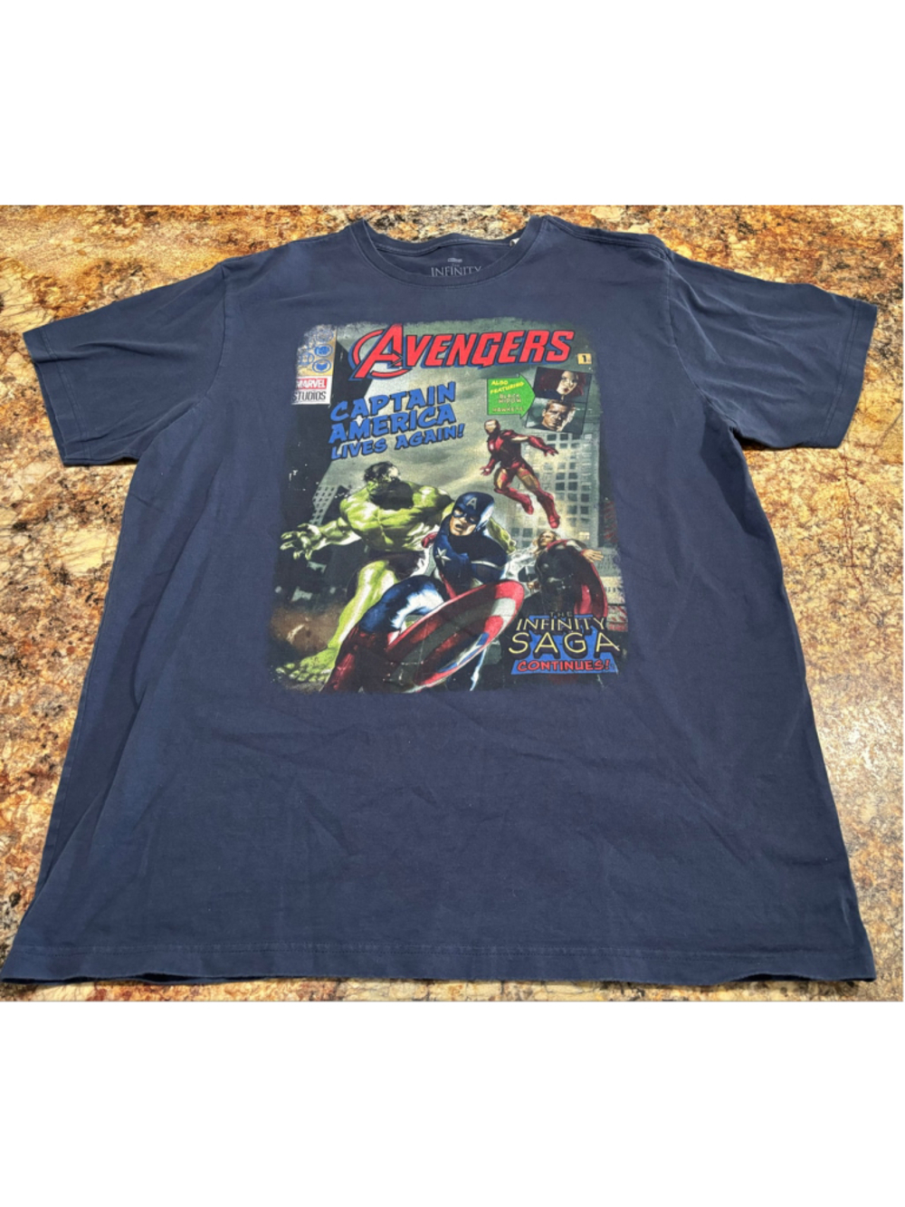 Marvel Avengers Infinity Saga Comic Graphic T-Shirt Navy Blue 3XL